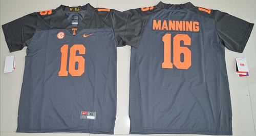 Vols #16 Peyton Manning Grey Stitched Youth NCAA Jersey - Click Image to Close